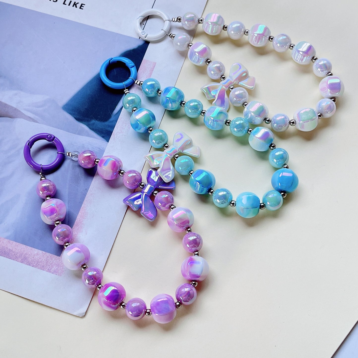 Special-shaped Double-color Beads Mobile Phone Charm Diy Handmade
