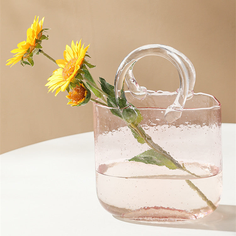 Home Bag Portable Transparent Glass Vase