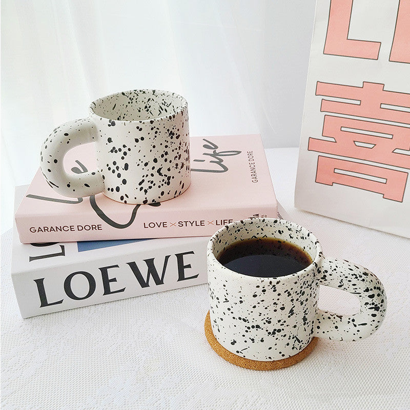 Sesame Dot Splashed Ink Mug Nordic Ceramic Mug Milk Mug