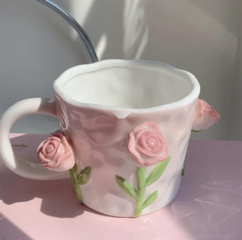 Girl Tulip Girl Heart Hand Painted Mug Ceramic