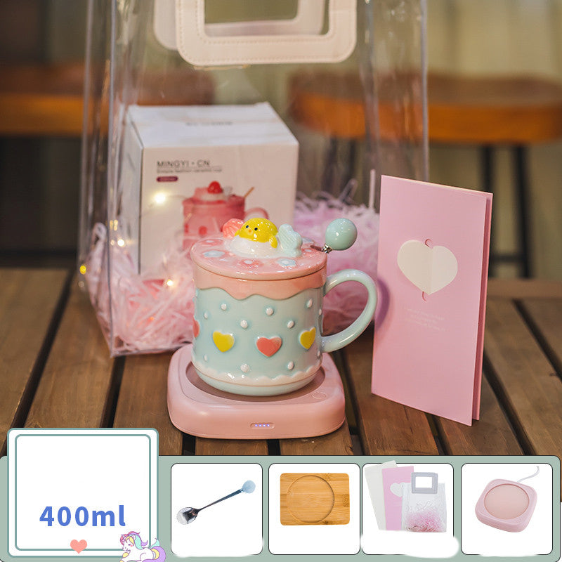 Household Mug With Lid Spoon Coffee Cup Gift Box