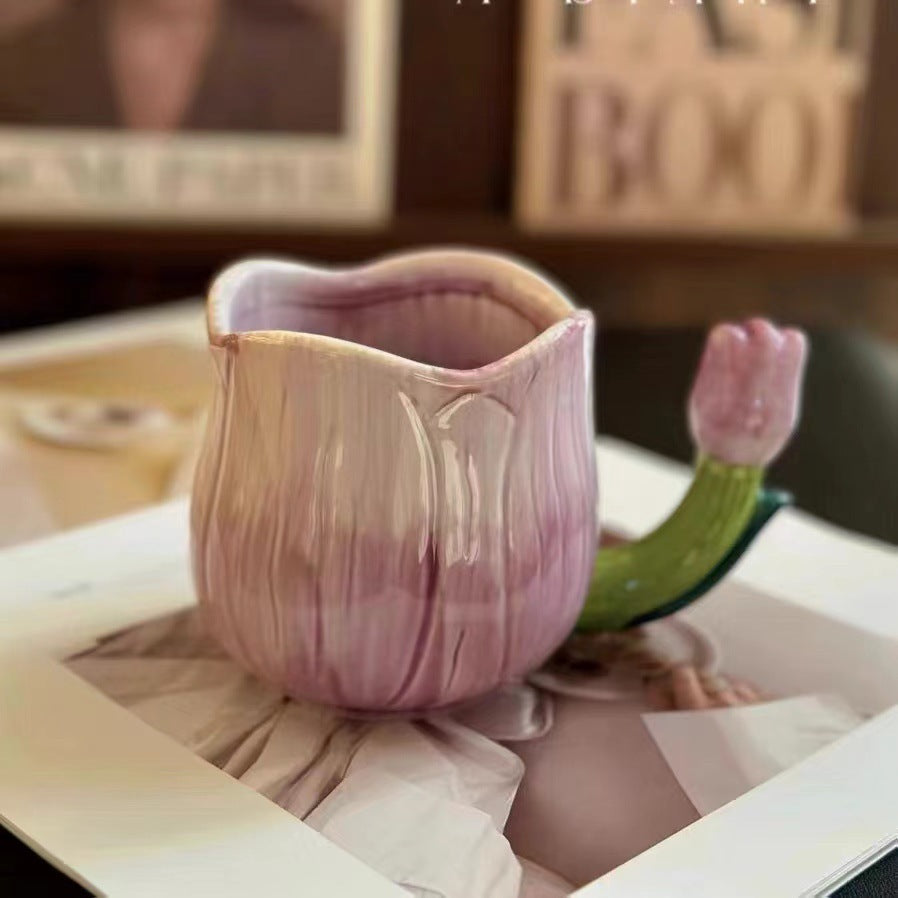 Heavy Painting Embossed Mug Tulip