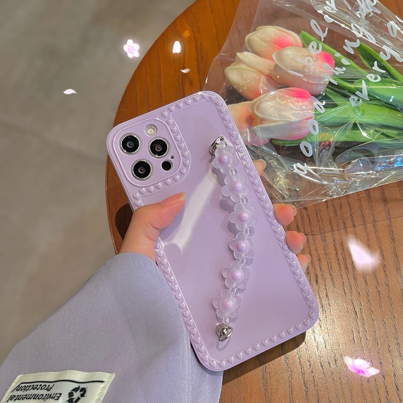 Purple Transparent Flower Chain Phone Case Cover