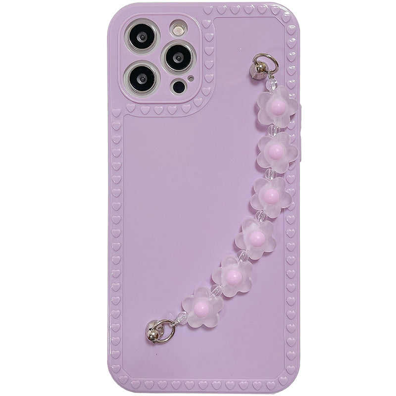 Purple Transparent Flower Chain Phone Case Cover