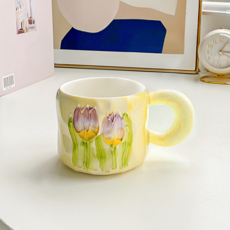 Ins Cute Tulip Ceramic Mug