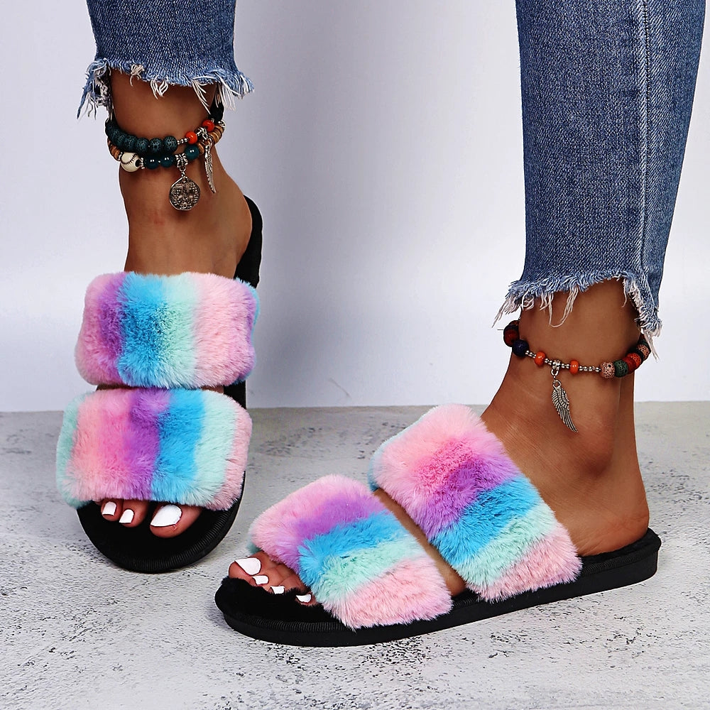 Home Warm Cotton Casual Fashion Fluffy Slippers