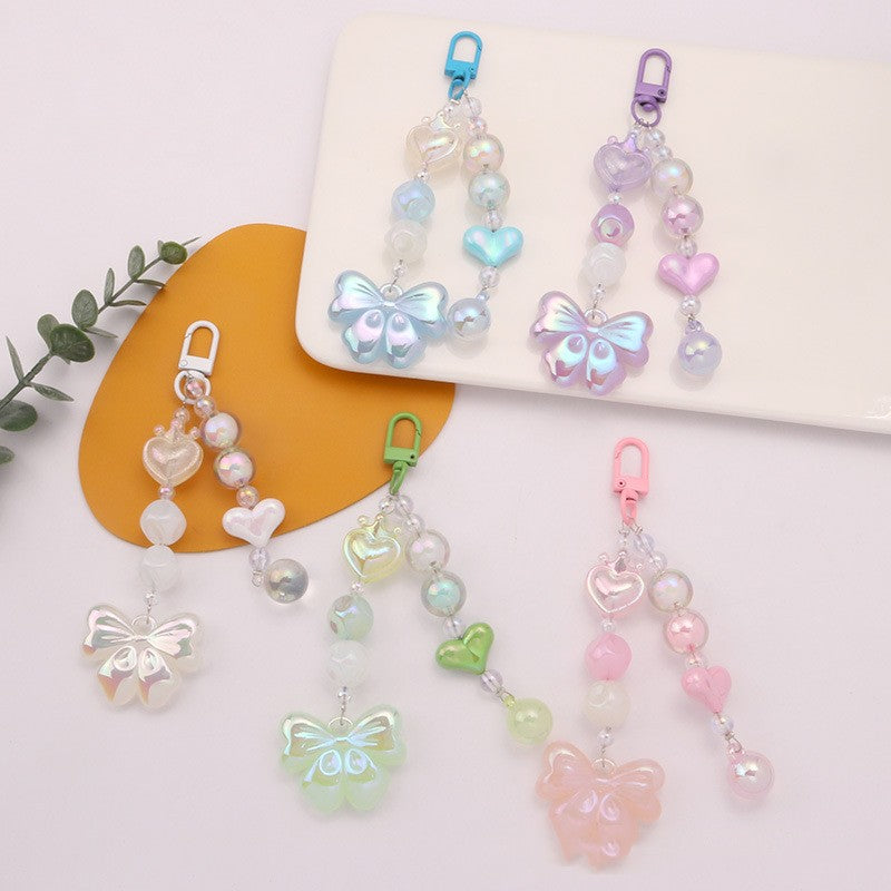 Electroplated Acrylic Colorful Bow Car Keychain
