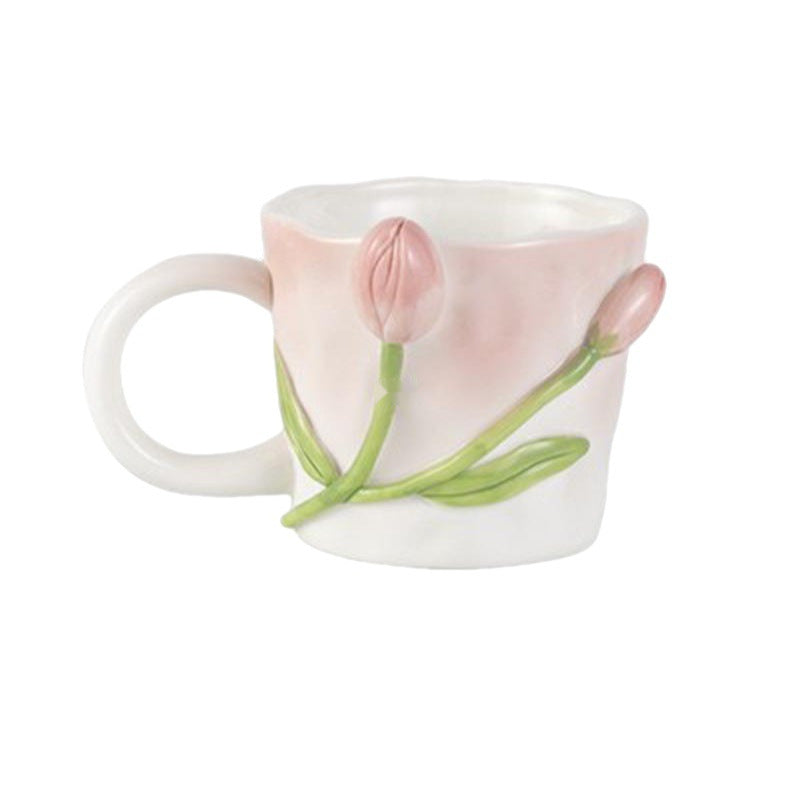 Girl Tulip Girl Heart Hand Painted Mug Ceramic