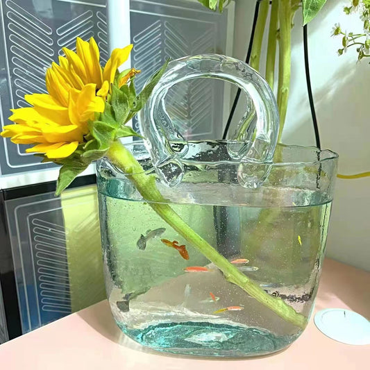 Home Bag Portable Transparent Glass Vase