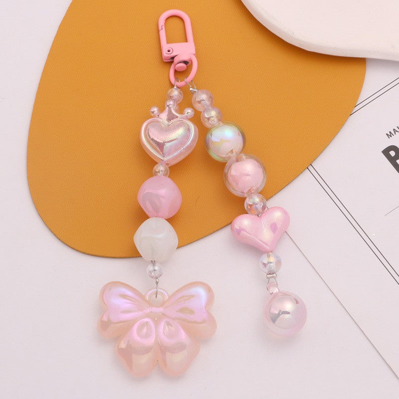 Electroplated Acrylic Colorful Bow Car Keychain