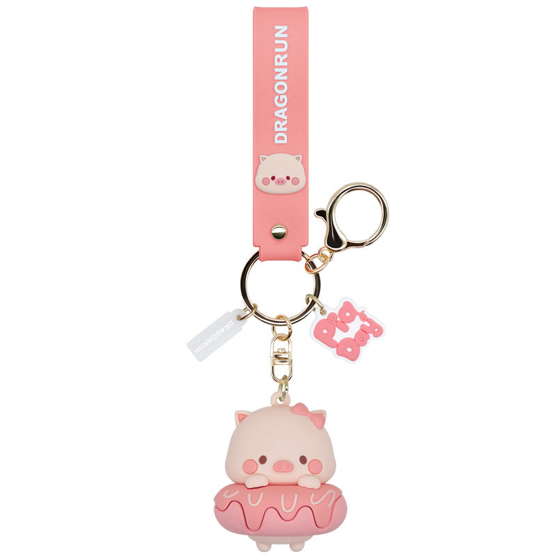 Lying Pig Keychain Female Cute Creative Bag Charm